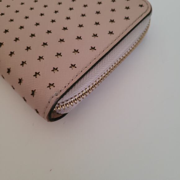 MICHAEL KORS Pink Star Leather Zip Around Wallet Large Clutch 8x4 Logo Classic - Picture 9 of 11